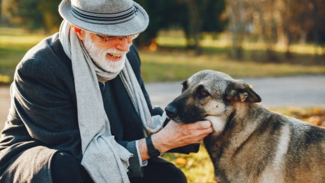 idoso com cão