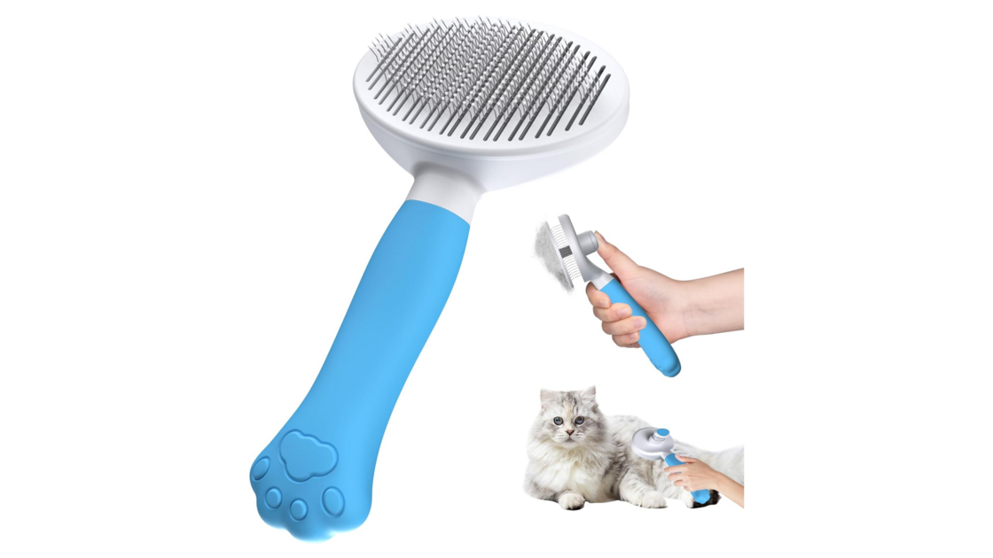 Escova para cães e gatos, leve e eficaz, remove os pelos com um clique