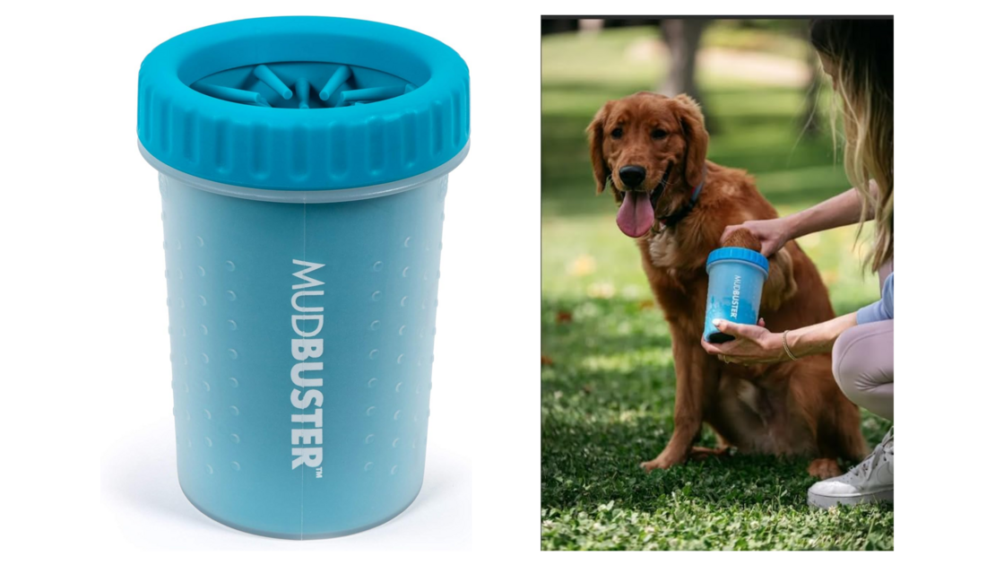Escova MudBuster limpa as patas do cão com cerdas de silicone, mantendo a casa livre de sujidade