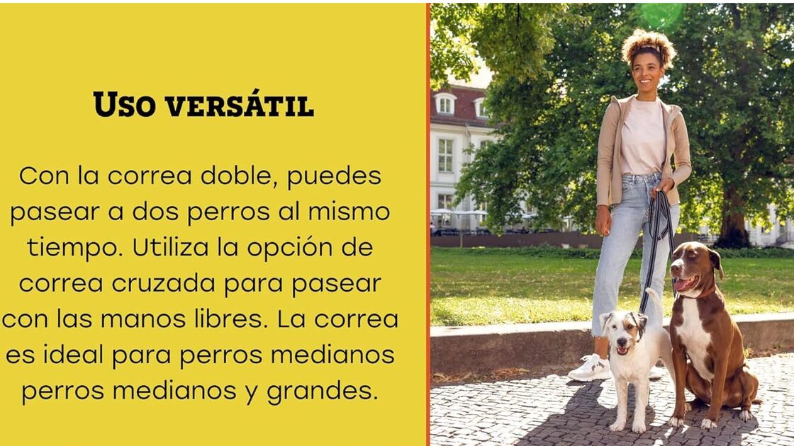 Trela dupla para passear dois cães em simultâneo ou trela cruzada para mãos livres