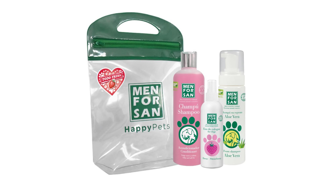 Kit de higiene Men For San para cães: champô, condicionador e água de colónia