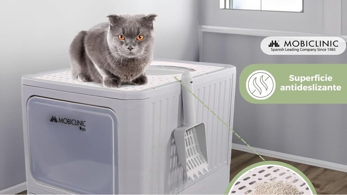 Diga adeus ao chão sujo com a caixa de areia para gatos Mobclinic com bandeja removível