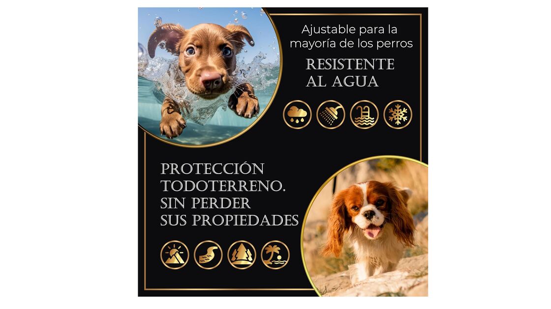 Coleira ajustável e resistente à água, para proteção em qualquer situação