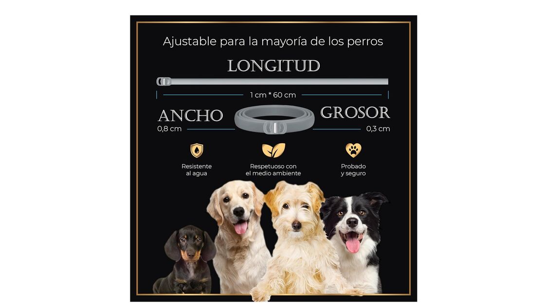 Coleira ajustável para cães, resistente à água e amiga do ambiente