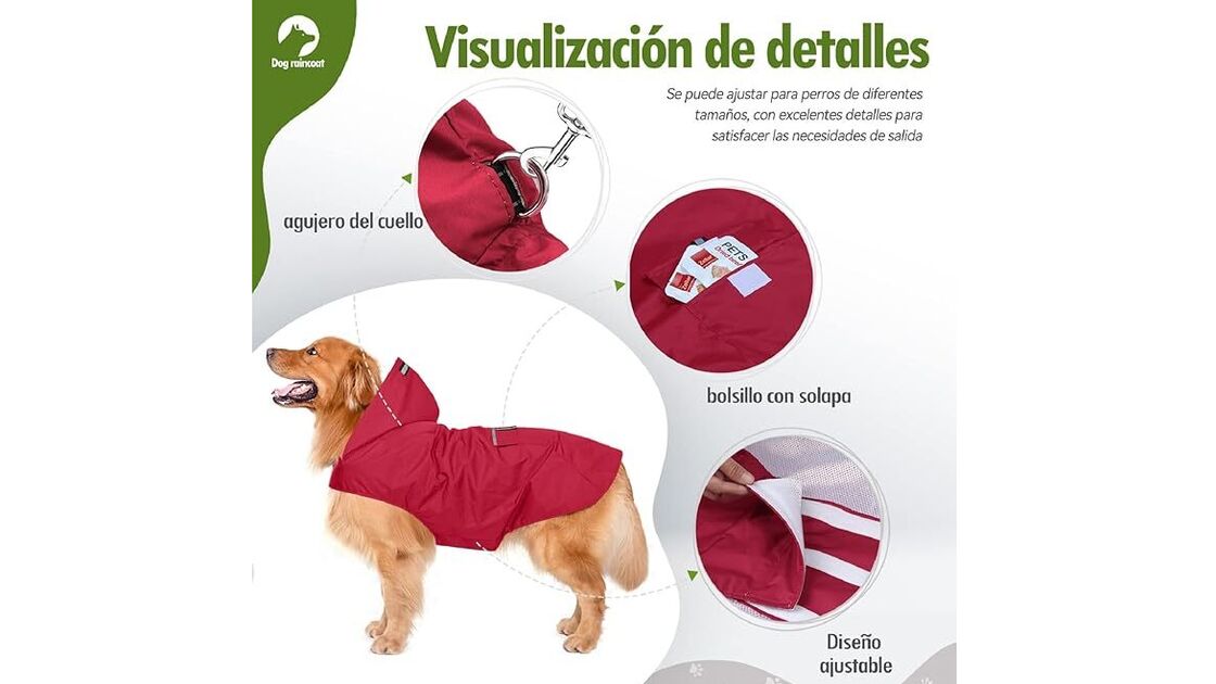 Capa ajustável para cães de diferentes tamanhos, com detalhes para as necessidades de saída