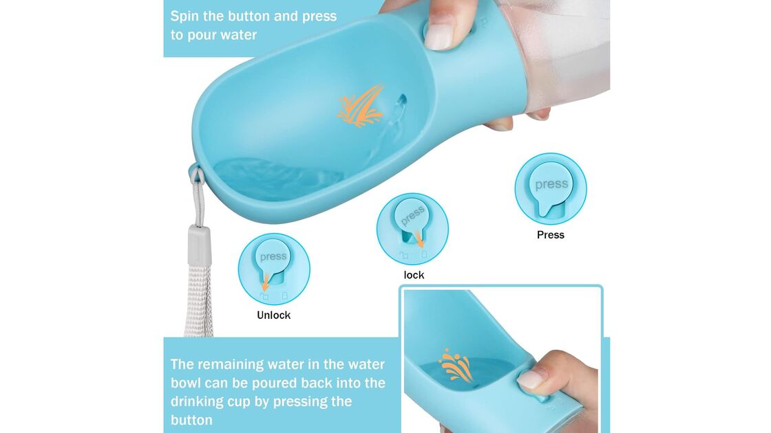 Basta pressionar o botão para que a água que sobra no copo volte para a taça