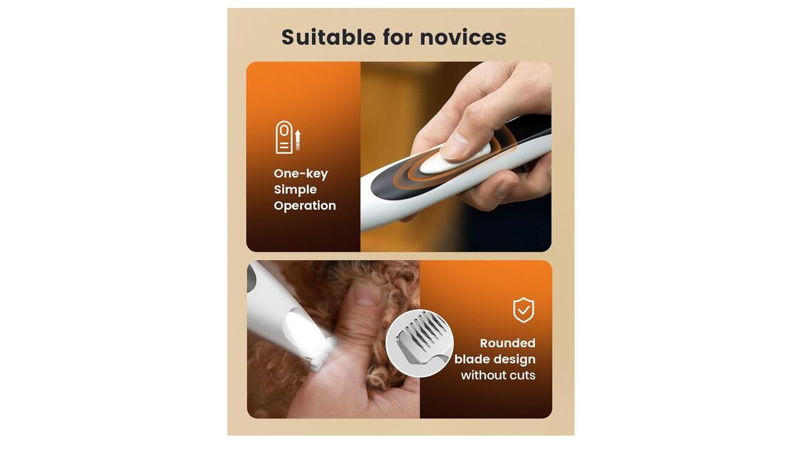 Aparar o pelo do cão é fácil com uma operação simples e lâmina segura