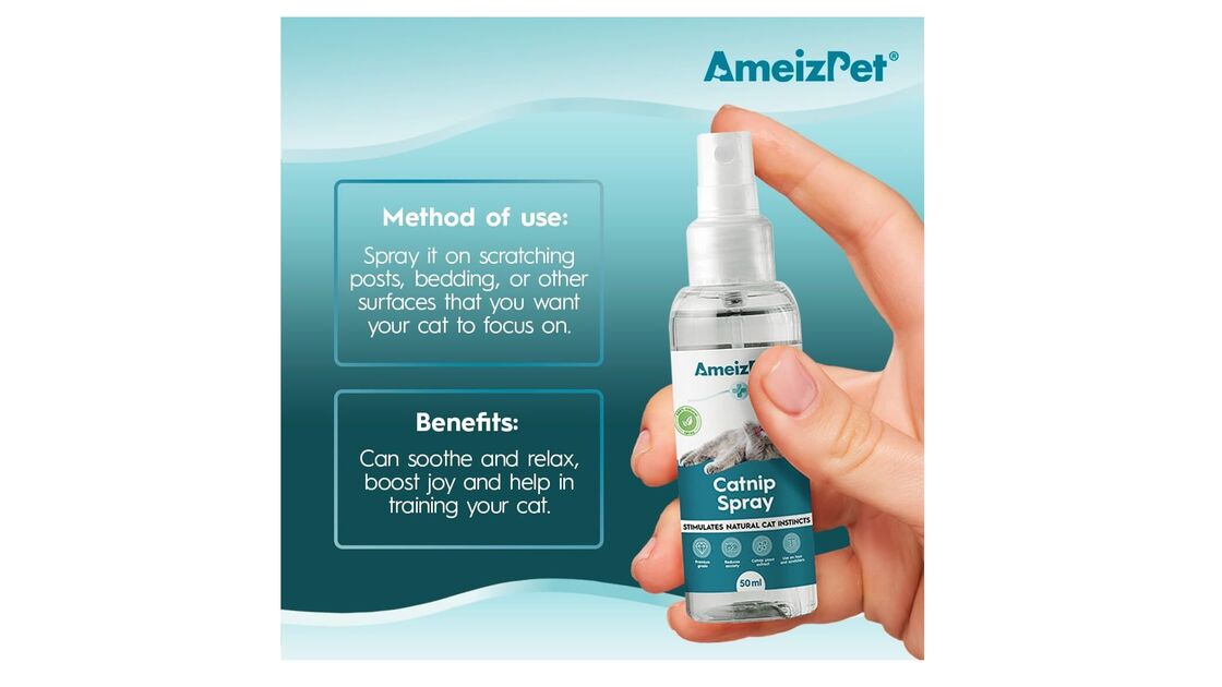 Spray de erva-dos-gatos AmeizPet para relaxar e treinar o seu gato