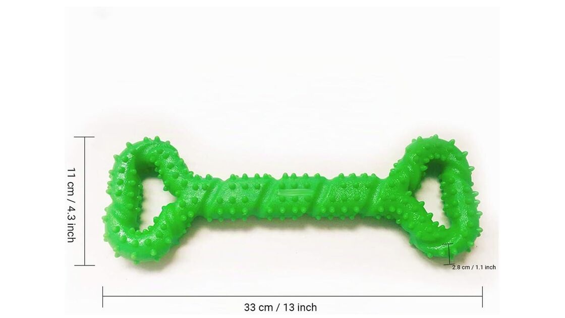 Brinquedo para cão, 33 cm de comprimento, em forma de osso, verde
