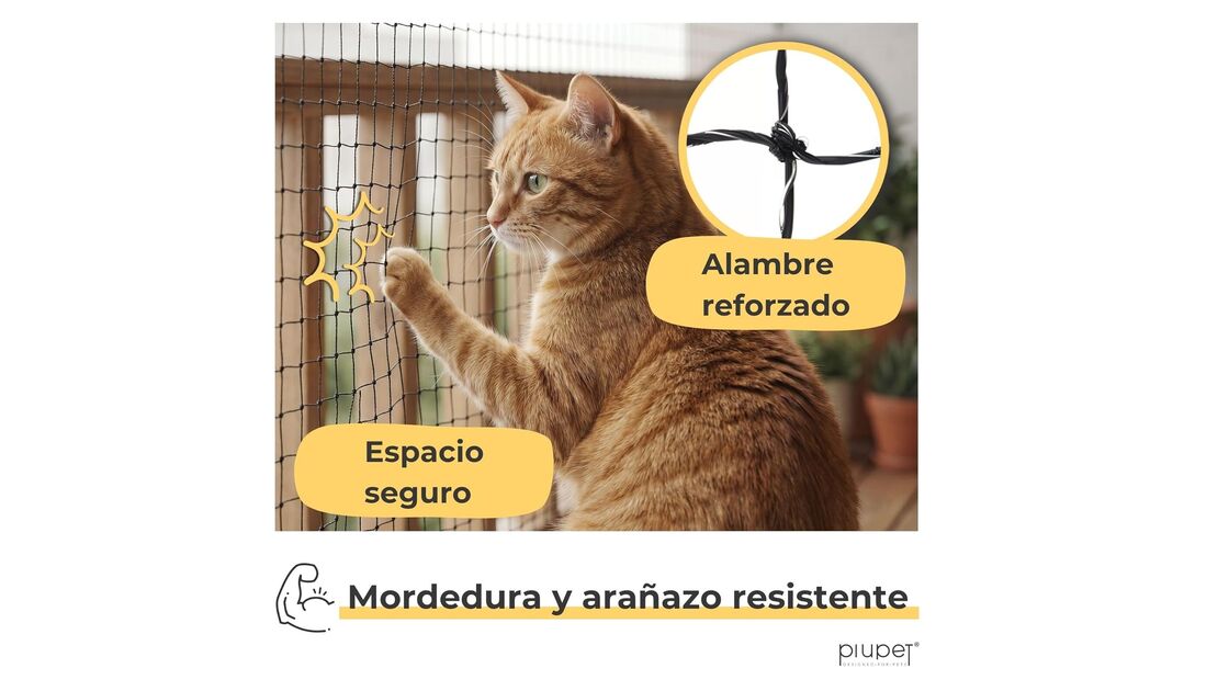 Rede resistente a mordidelas e arranhões para um espaço seguro para gatos