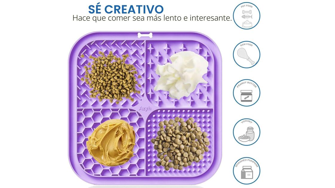 Tapete de alimentação para cães com ração, manteiga de amendoim e iogurte