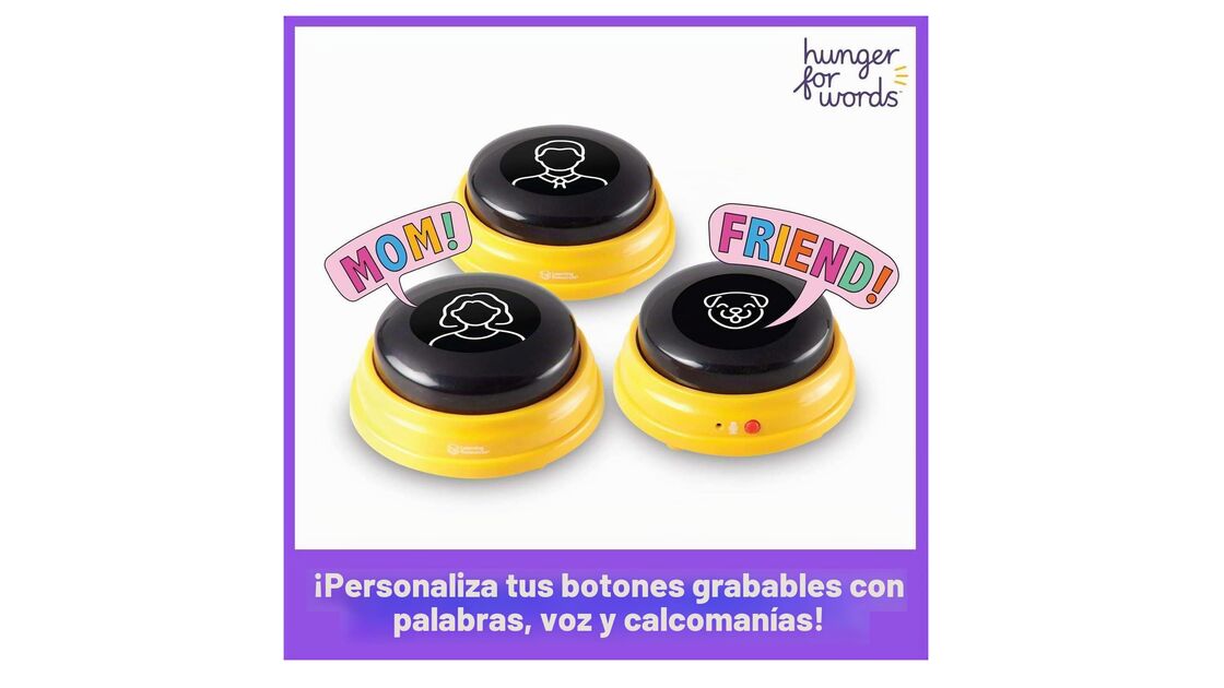 Personaliza os botões grabáveis com palavras, voz e calcomanías