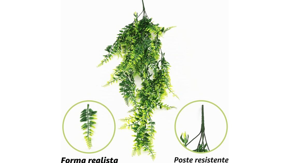 Planta artificial com folhas realistas e poste resistente